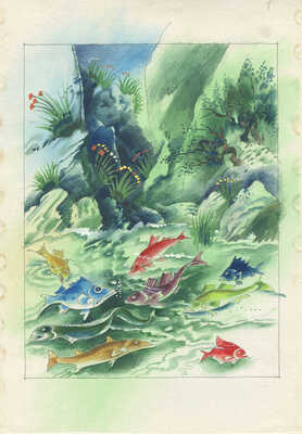 Борисов Анатолий Александрович. Макет из 22 иллюстраций на 18 листах к книге «Арабские сказки» в пересказе М. Салье